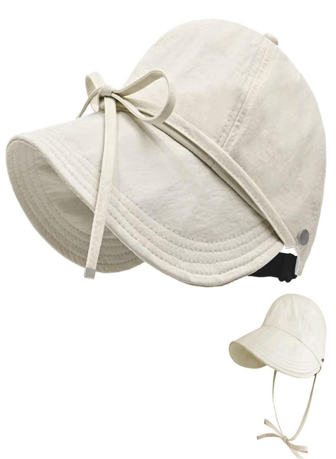 huablo Womens Foldable Sun Hats UV Protection Wide Brim Hiking Hat Ponytail Hats for Women UPF 50 Sun Hat for Women Running Hats Off - White - Image 1